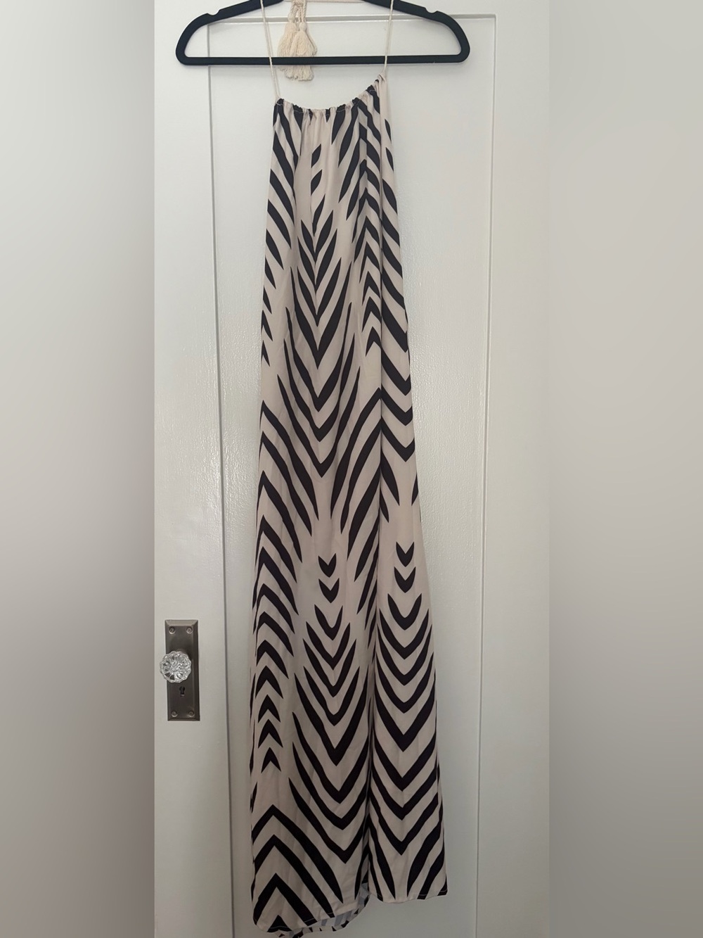 Black & Cream Zebra-Print Maxi Dress